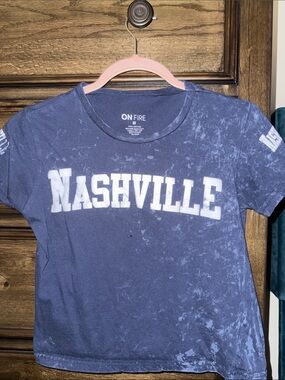 On Fire Navy Mineral-Wash Nashville Tee